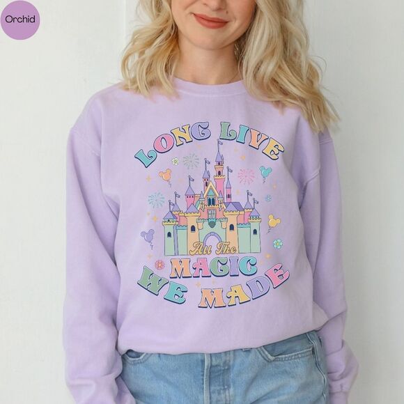Disney Parks Castle Pastel Rainbow Magic We Made Sweatshirt - Picture 3 of 14
